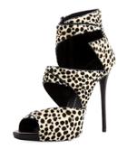 Leopard-print Fur Cutout Dress