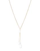 Long Teardrop Crystal Lariat Necklace, Gold/clear