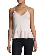 Sleeveless Ruffle-trim Tank, Oyster
