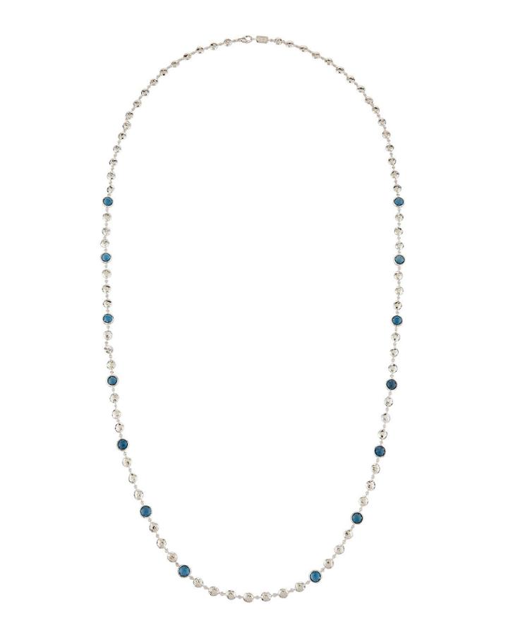 Silver Rock Candy Multi-stone Necklace In Blue Topaz,