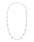 Silver Rock Candy Multi-stone Necklace In Blue Topaz,