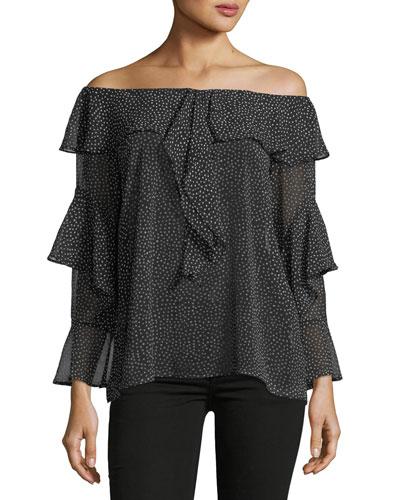 Off-the-shoulder Ruffle Blouse