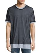 Seaweed Short-sleeve T-shirt W/mesh Overlay, Black