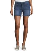 Rolled Slim Denim Shorts, Dark Blue