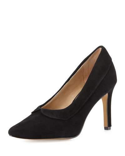 Nelson Scalloped Suede Pump, Black