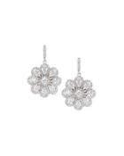 Cz Crystal Flower Drop Earrings