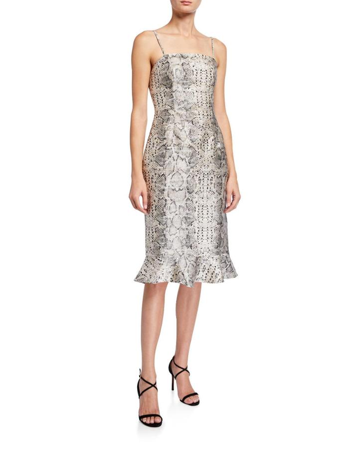 Etta Snake-print Flounce Hem Dress