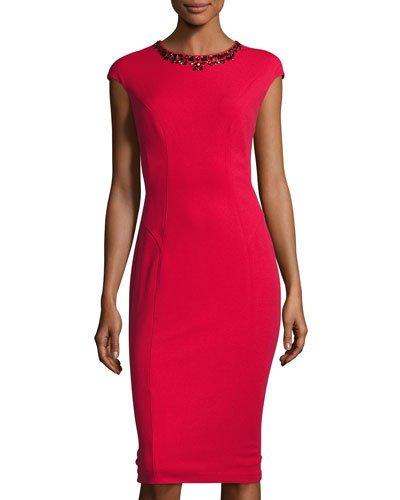 Crepe Scuba Midi Dress, New Red