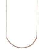 18k Rose Gold Curved Diamond Bar Pendant Necklace,