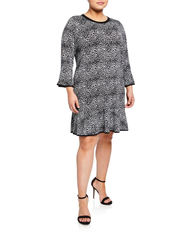 3/4-sleeve Flounce Dress,