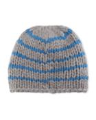 Striped Knit Cashmere Beanie Hat