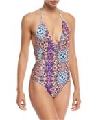 Mondrian Fit Cross-detail One-piece