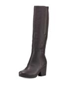 Ivy Leather Knee Boot, Black