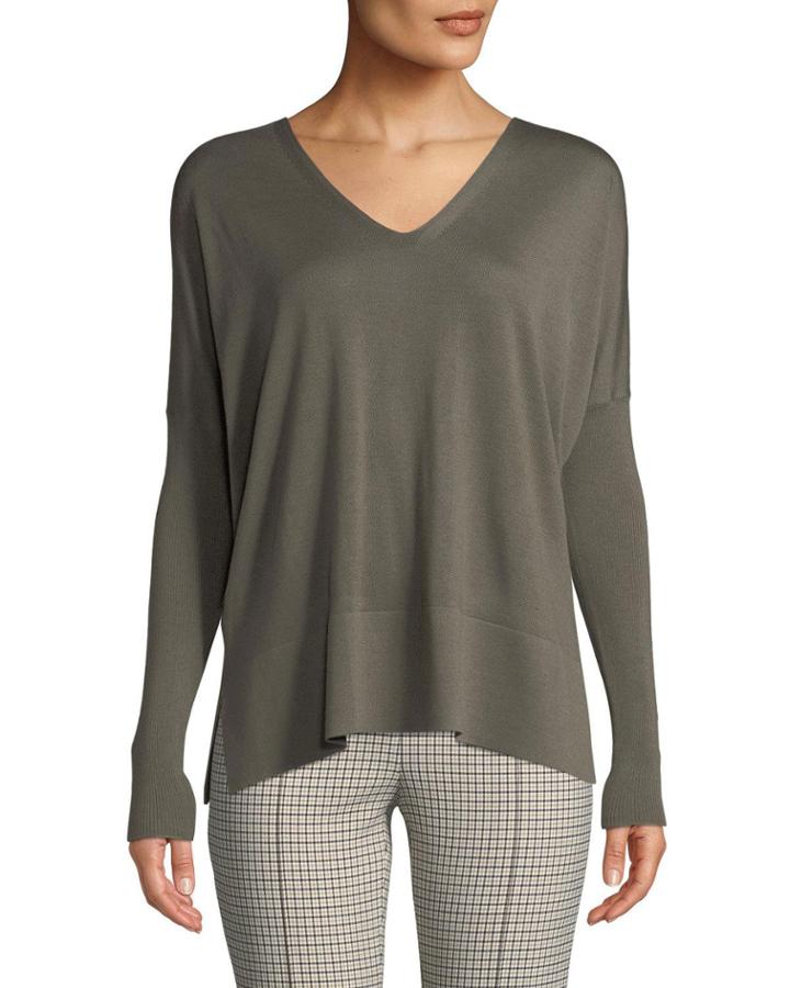 V-neck Wool Pullover Top