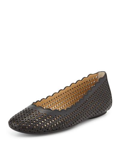 Selena Scalloped-edge Ballet Flat, Black