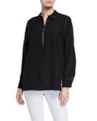 Berta Matte Silk Blouse With Contrast