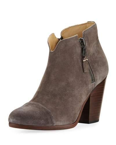 Margot Suede Double-zip Boot, Gray
