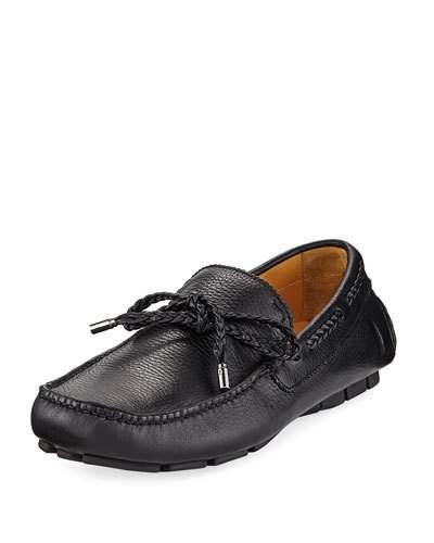 Roberson Woven Leather Driver, Black