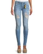 Marilyn Distressed Skinny Jeans With Beaded Embellishments