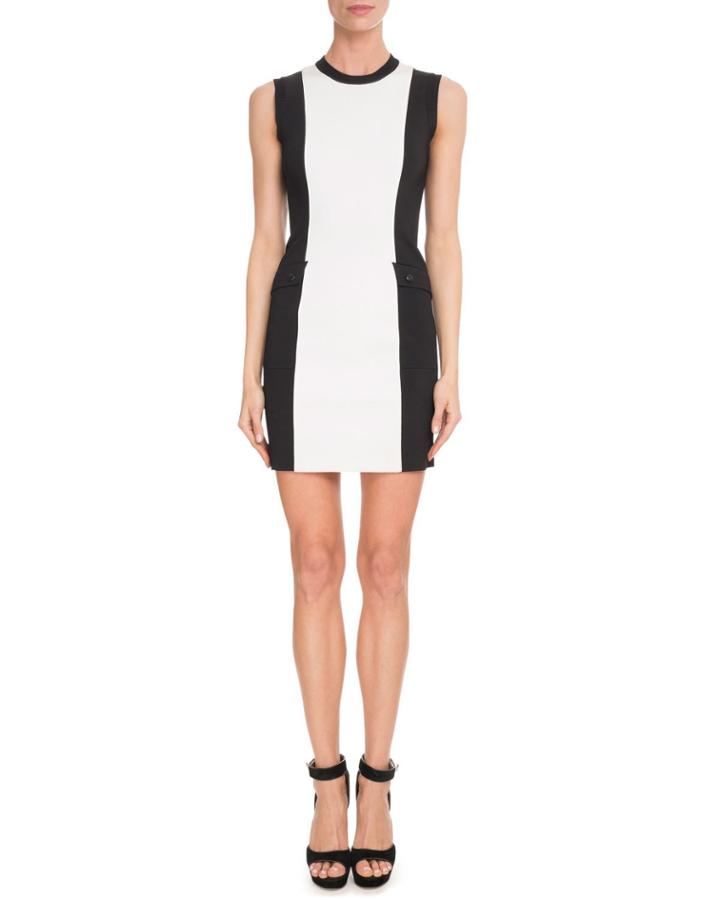 Sleeveless Bi-color Punto Milano Knit Dress