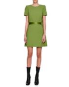 Cape-back Short-sleeve Minidress, Green