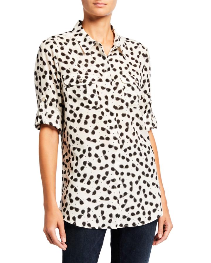 Whimsical Sunglasses-print Blouse