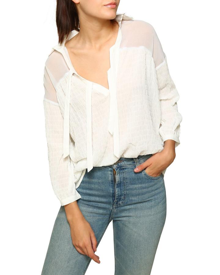 Lucie Textured Chiffon Collared Blouse