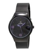 Black Mesh Bracelet Watch, Purple