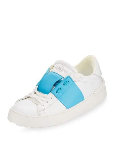 Striped Leather Lace-up