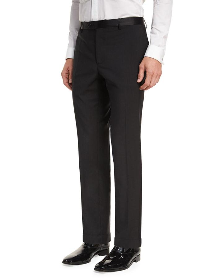 Wool Satin-trim Tuxedo Pants