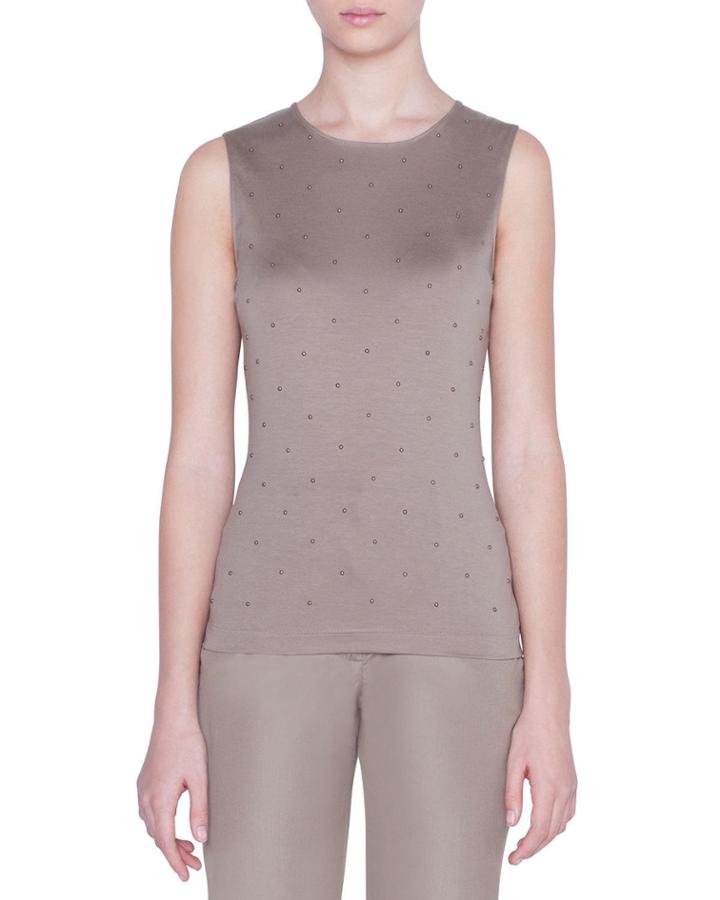 Sleeveless Studded Jersey Top