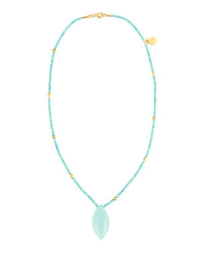 Delicate Hue 24k Aqua Chalcedony & Turquoise Beaded Necklace
