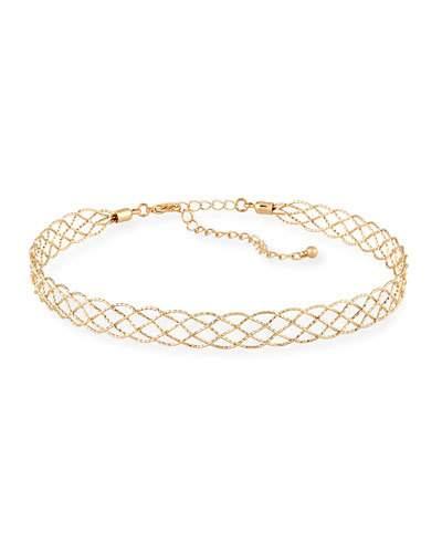 Diamond-cut Crisscross Choker Necklace, Golden