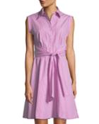 Striped Sash-waist A-line