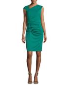 Cap-sleeve Ruched Cocktail Dress, Emerald
