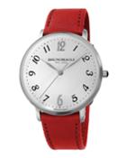 36mm Roma 1221 Leather Watch, Red/steel
