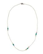Long Labradorite & Chrysocolla Beaded Necklace