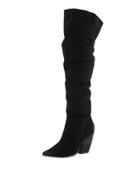 Noelle Scrunched Suede Over-the-knee Boot