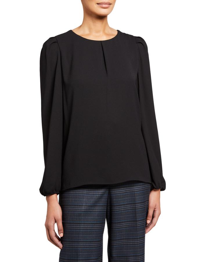 Inverted Pleat Long-sleeve Blouse