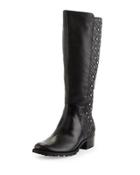 Links Studded Leather Boot, Black