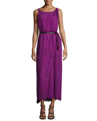 Sleeveless Faux-wrap Maxi Dress, Purple