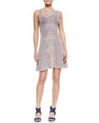 Flirty Crocodile-knit Dress, Rose/ultramarine