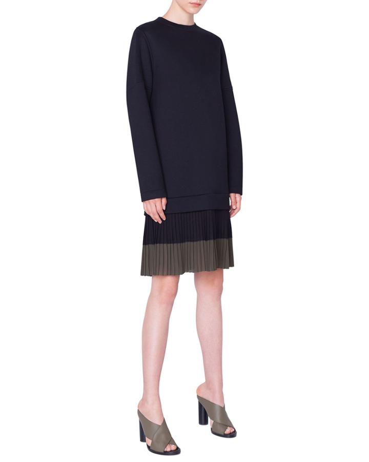 Pleated-hem Sweatshirt Dress