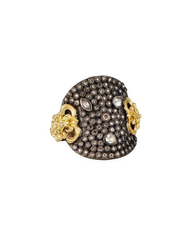 Old World Round Ring W/ Diamonds & Sapphires,