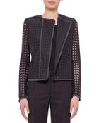 Circle-embroidered Long-sleeve Jacket, Black