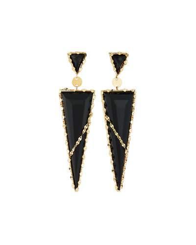 Frosted 14k Black Onyx Drop Earrings