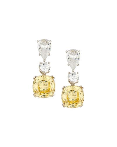 Mixed Triple-drop Cubic Zirconia Earrings