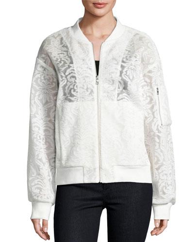Baroque Voile Bomber Jacket, Off White