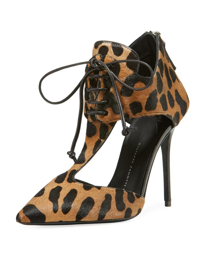 Leopard T-strap Pointed Pumps
