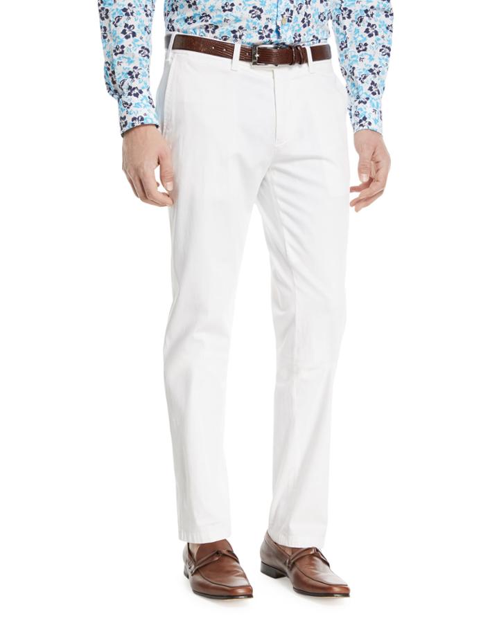 Stretch-cotton Flat-front Dress Pants